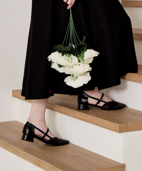 SIDE STRAP LINE LOW HEEL PLATFORM PUMPS AURORA - 2 COLORS BLACK