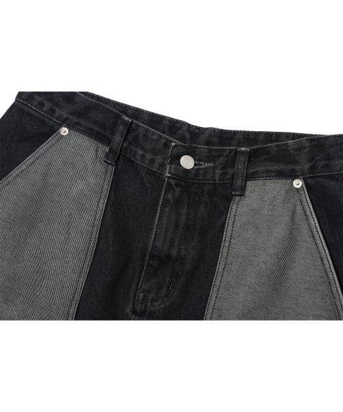 LOGO SWEATSHIRT LAYER WIDE DENIM PANTS AS SHOWN