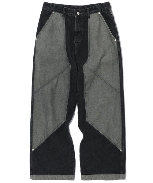 LOGO SWEATSHIRT LAYER WIDE DENIM PANTS AS SHOWN
