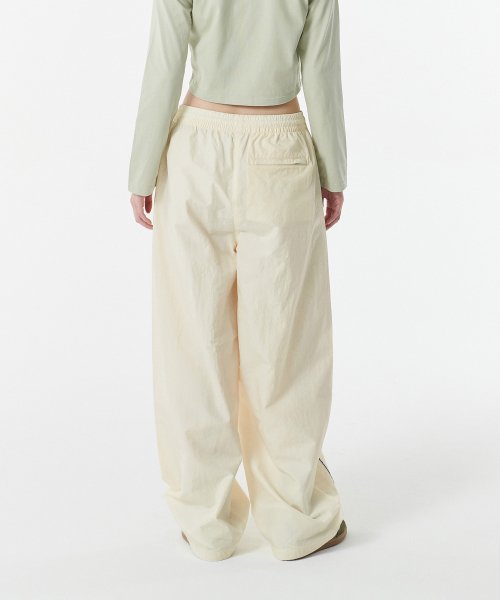 SIDE LINE WIDE TRACK PANTS - 4 COLORS CREAM