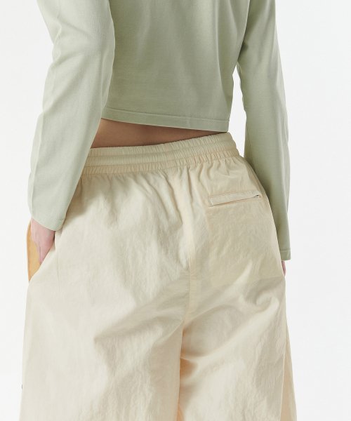 SIDE LINE WIDE TRACK PANTS - 4 COLORS CREAM