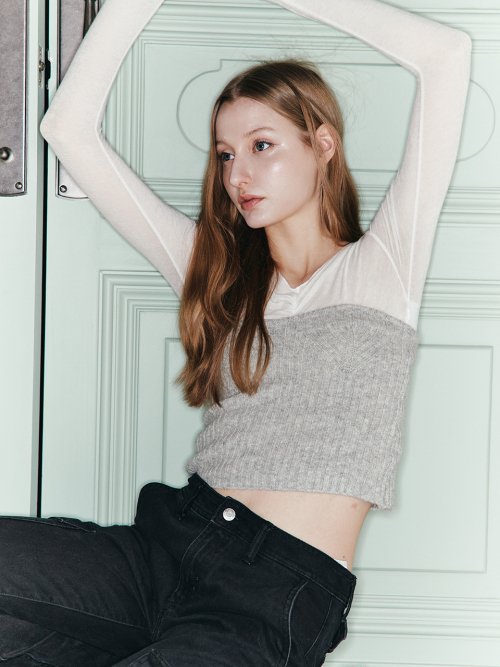 KNIT BUSTIER - 3 COLORS MELANGE GREY
