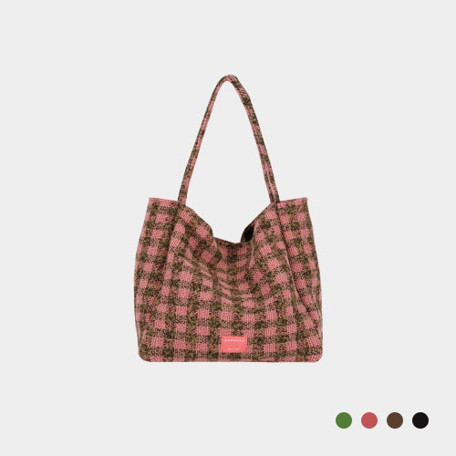 MOANA CHECK BIG SHOULDER BAG - 4 COLORS BLACK