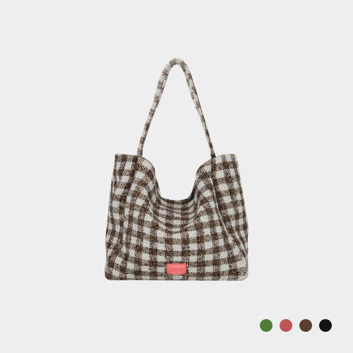 MOANA CHECK BIG SHOULDER BAG - 4 COLORS BLACK