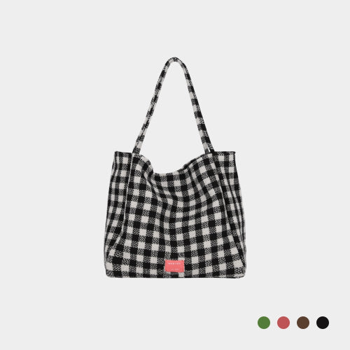MOANA CHECK BIG SHOULDER BAG - 4 COLORS BLACK