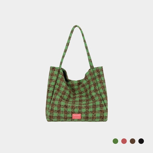 MOANA CHECK BIG SHOULDER BAG - 4 COLORS BLACK