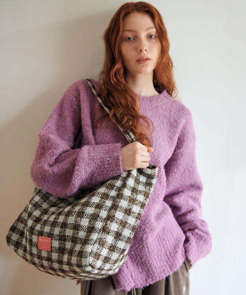 MOANA CHECK BIG SHOULDER BAG - 4 COLORS BLACK