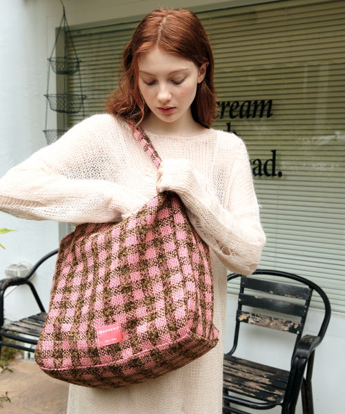 MOANA CHECK BIG SHOULDER BAG - 4 COLORS BLACK