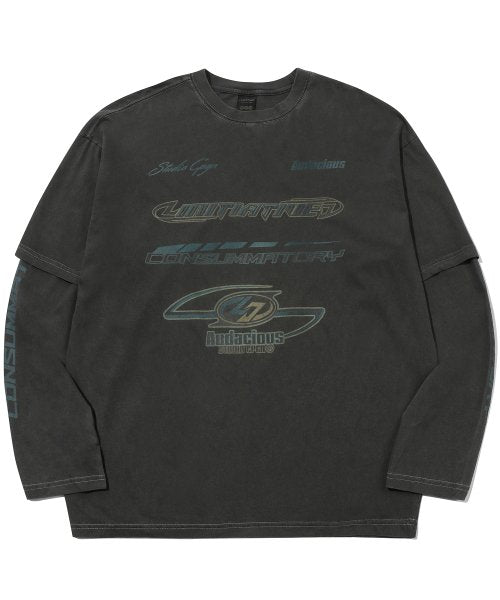 FEARLESS LAYERED PIGMENT LONG SLEEVE SMOKE BLACK