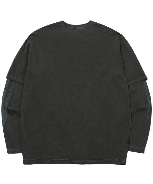 FEARLESS LAYERED PIGMENT LONG SLEEVE SMOKE BLACK