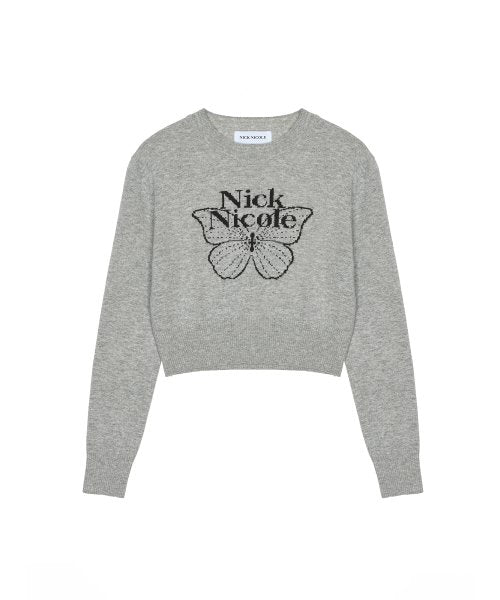 CASHMERE BUTTERFLY SIGNATURE CROP KNIT #徐睿知同款! - 6 COLORS GREY