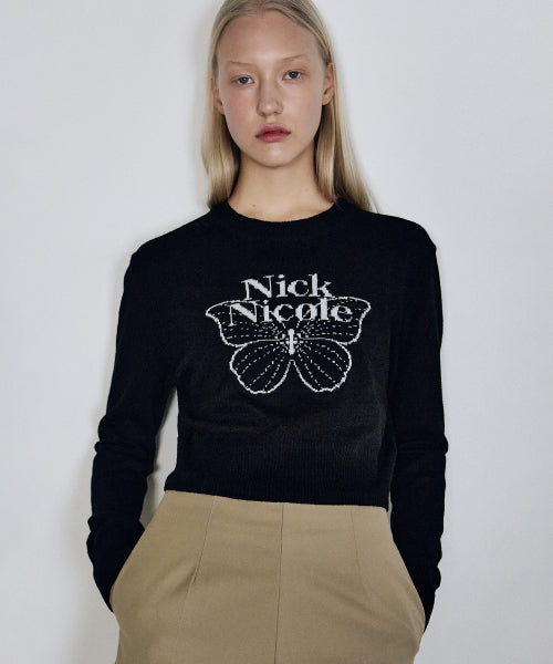 CASHMERE BUTTERFLY SIGNATURE CROP KNIT #徐睿知同款! - 6 COLORS GREY