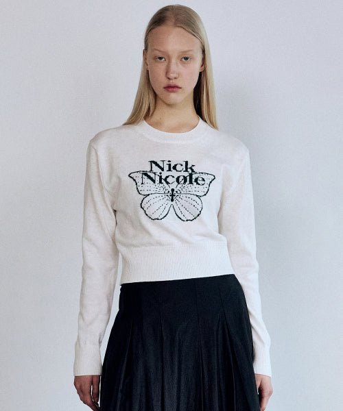 CASHMERE BUTTERFLY SIGNATURE CROP KNIT #徐睿知同款! - 6 COLORS GREY