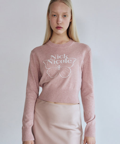 CASHMERE BUTTERFLY SIGNATURE CROP KNIT #徐睿知同款! - 6 COLORS GREY