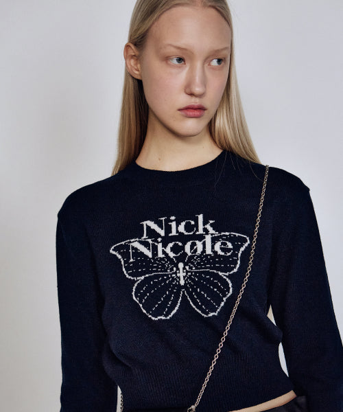 CASHMERE BUTTERFLY SIGNATURE CROP KNIT #徐睿知同款! - 6 COLORS GREY