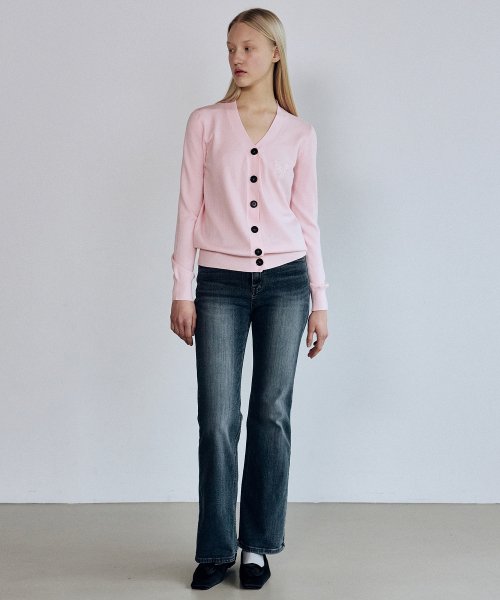 MINIMAL V NECK BUTTERFLY CARDIGAN #徐睿知同款! - 5 COLORS PINK