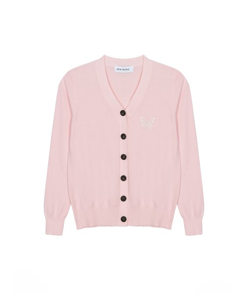 MINIMAL V NECK BUTTERFLY CARDIGAN #徐睿知同款! - 5 COLORS PINK