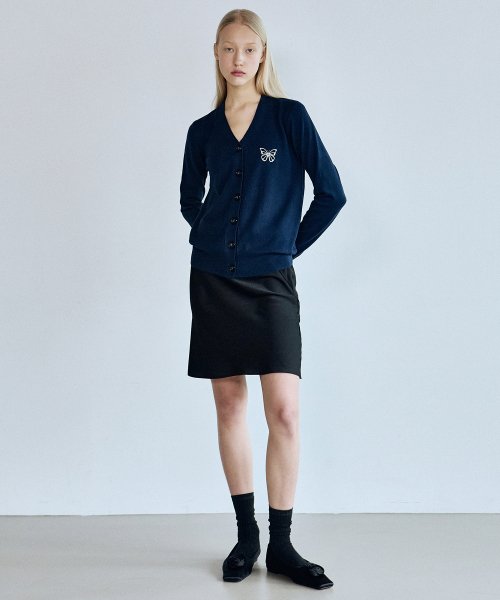 MINIMAL V NECK BUTTERFLY CARDIGAN #徐睿知同款! - 5 COLORS NAVY