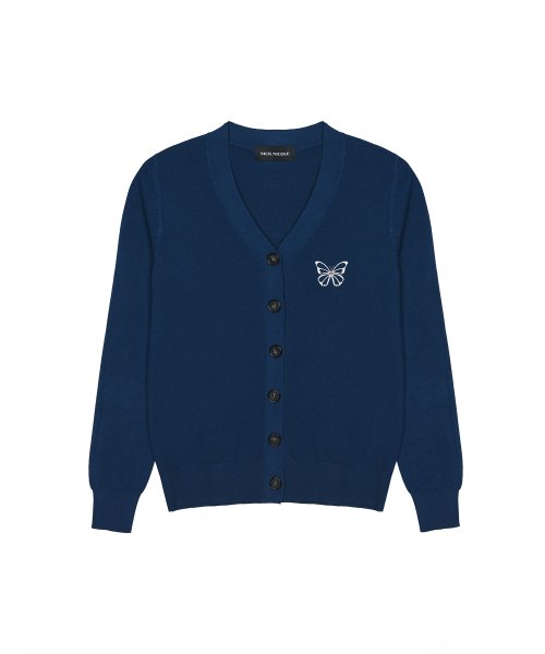 MINIMAL V NECK BUTTERFLY CARDIGAN #徐睿知同款! - 5 COLORS NAVY