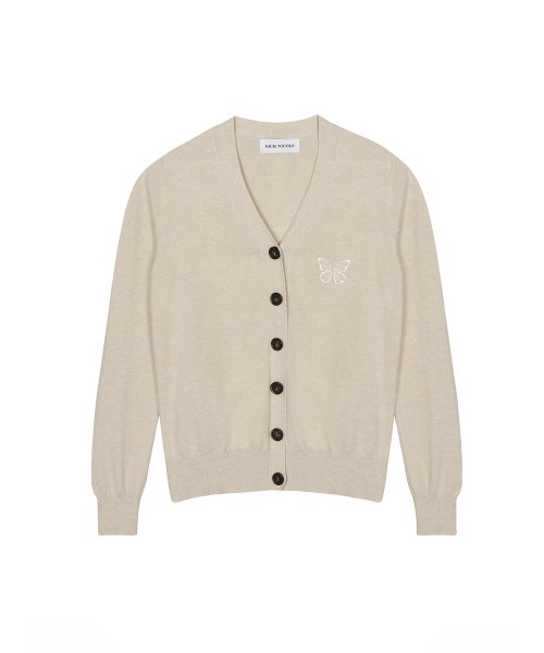 MINIMAL V NECK BUTTERFLY CARDIGAN #徐睿知同款! - 5 COLORS BEIGE