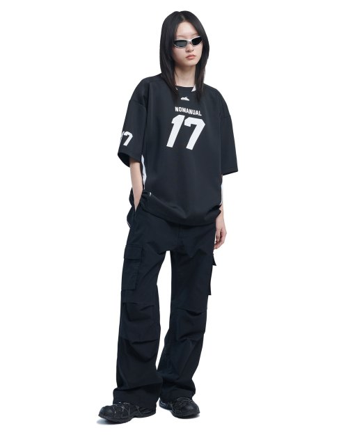 MESH BLOCK FOOTBALL JERSEY - BLACK - 2 COLORS