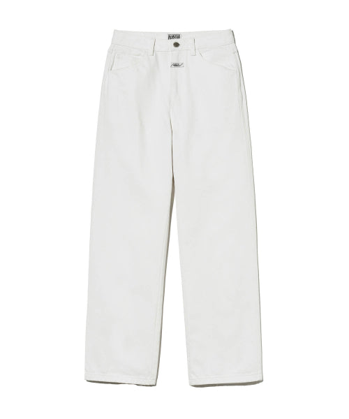 W HIGH STRAIGHT DENIM PANTS - 2 COLORS WHITE