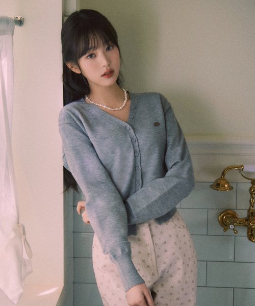 V NECK BASIC CARDIGAN - 4 COLORS GREY