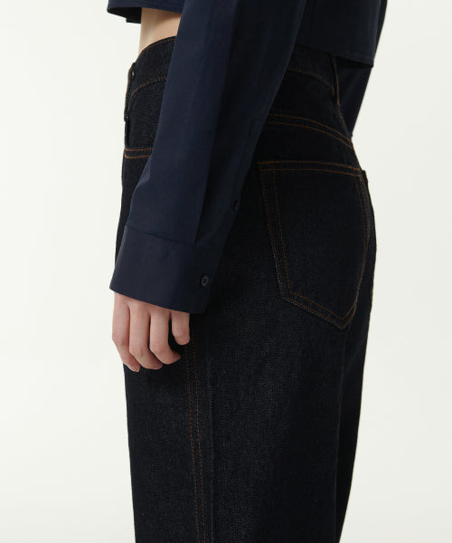 WOMENS SLIM FIT CROP SHIRT #韓韶禧同款! - 6 COLORS NAVY