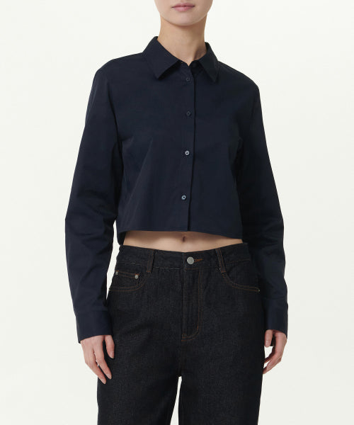 WOMENS SLIM FIT CROP SHIRT #韓韶禧同款! - 6 COLORS NAVY