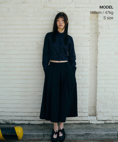 WOMENS SLIM FIT CROP SHIRT #韓韶禧同款! - 6 COLORS NAVY