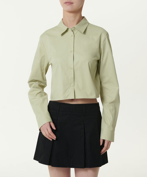 WOMENS SLIM FIT CROP SHIRT #韓韶禧同款! - 6 COLORS GREEN