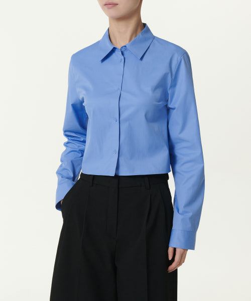 WOMENS SLIM FIT CROP SHIRT #韓韶禧同款! - 6 COLORS BLUE