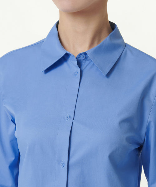 WOMENS SLIM FIT CROP SHIRT #韓韶禧同款! - 6 COLORS BLUE