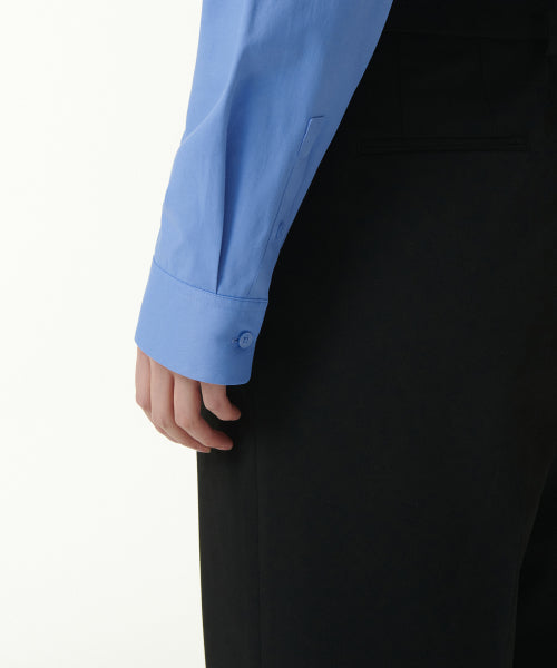WOMENS SLIM FIT CROP SHIRT #韓韶禧同款! - 6 COLORS BLUE