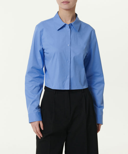 WOMENS SLIM FIT CROP SHIRT #韓韶禧同款! - 6 COLORS BLUE