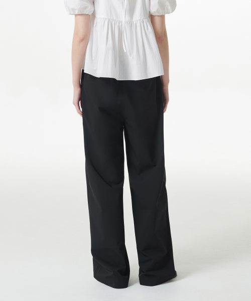 ONE TUCK WIDE BANDING SLACKS - 2 COLORS BLACK