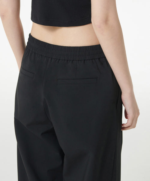 ONE TUCK WIDE BANDING SLACKS - 2 COLORS BLACK