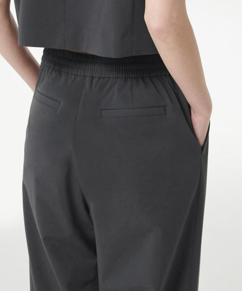 ONE TUCK WIDE BANDING SLACKS - 2 COLORS GRAY