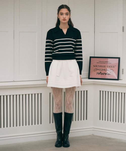 PINTUCK MINI FLARE SKIRT - 2 COLORS WHITE