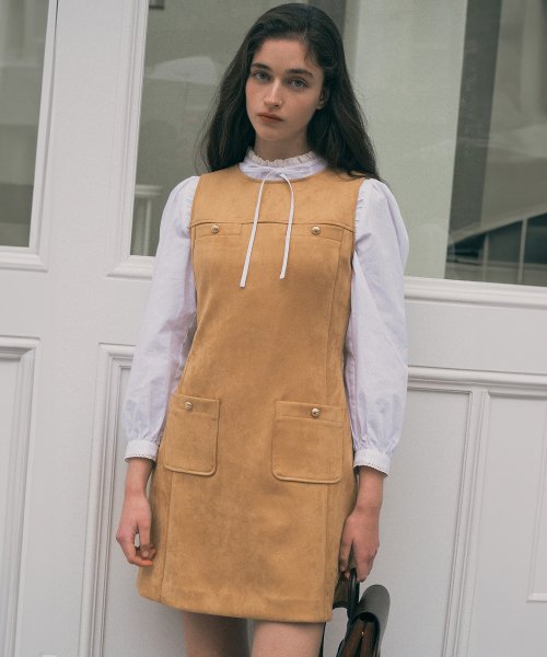 TWEED SLEEVELESS ONEPIECE - 2 COLORS BEIGE