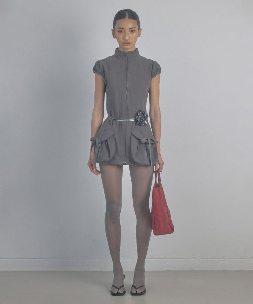 CARGO ZIP UP DRESS - 3 COLORS CHARCOAL