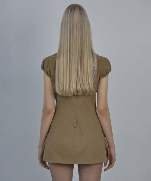 CARGO ZIP UP DRESS - 3 COLORS BROWN