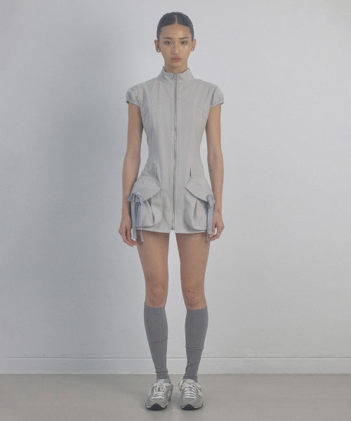 CARGO ZIP UP DRESS - 3 COLORS GREY