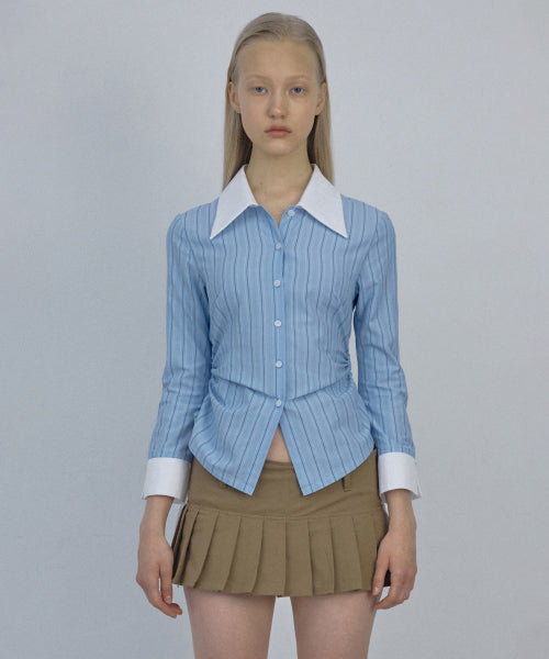 SHOELACE SHIRRING SHIRT CLASSIC BLUE
