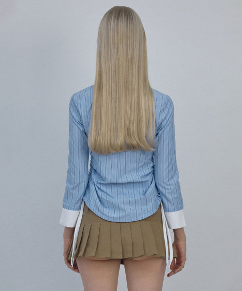 SHOELACE SHIRRING SHIRT CLASSIC BLUE