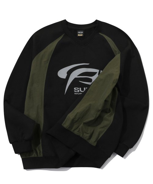 RAGLAN PANEL SWEATSHIRT - 3 COLORS BLACK