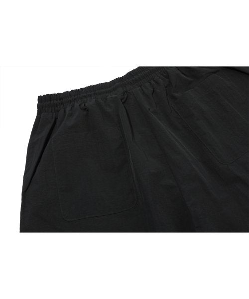 SHIRRING WIDE NYLON PANTS - 3 COLORS BLACK