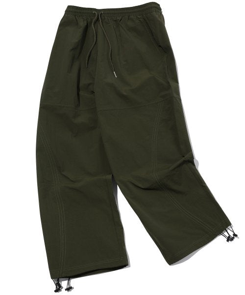 SHIRRING WIDE NYLON PANTS - 3 COLORS KHAKI