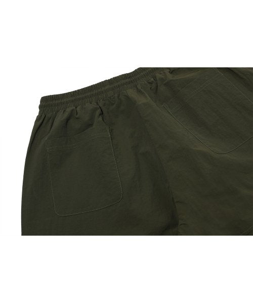 SHIRRING WIDE NYLON PANTS - 3 COLORS KHAKI