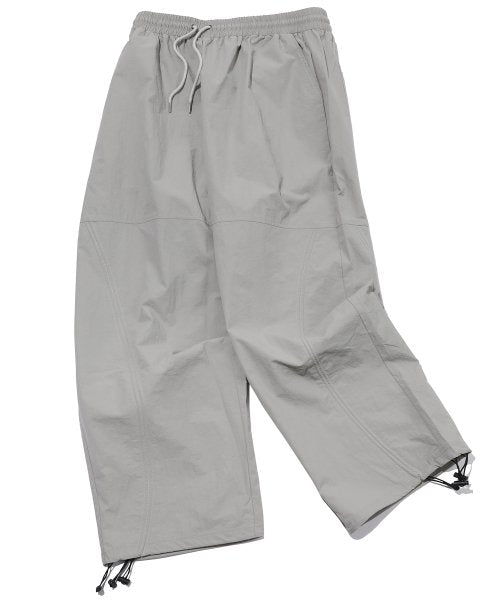 SHIRRING WIDE NYLON PANTS - 3 COLORS GREY